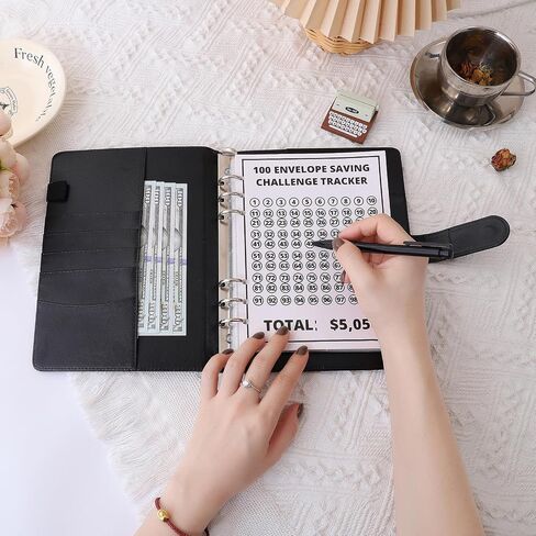 تحدي توفير المال 100 ظرف، ملف ميزانية لتوفير المال مقاس A5 مع مظاريف نقدية - كتاب تحديات التوفير لتوفير 5050 دولارًا، كتاب الميزانية للمكتب والمنزل والمدرسة... in Saudi Arabia