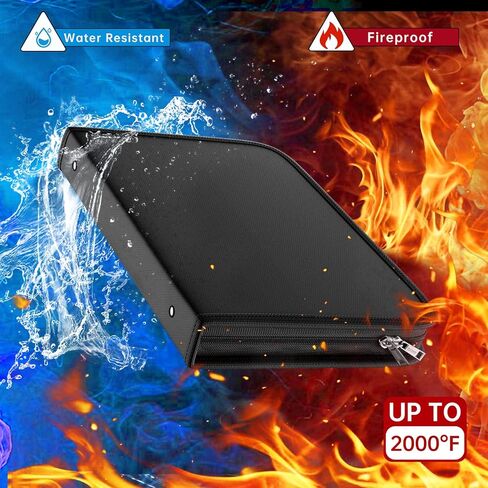ZOOPIP Fireproof 100 Envelopes Money Saving Challenge, Money Saving Binder with Cash Envelopes, Double Zipper for Waterproof Safety, Fun and Easy Way To Save $5,050 (Black, 1 Pcs) in Kuwait