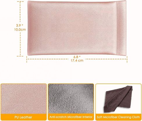 Fintie Eyeglasses Pouch with Cleaning Cloth, Rose Gold + 3 Pcs Eyeglasses Chains in Saudi Arabia