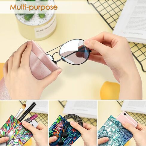 Fintie Eyeglasses Pouch with Cleaning Cloth, Rose Gold + 3 Pcs Eyeglasses Chains in Saudi Arabia