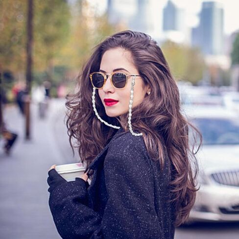 حاملات سلاسل زجاج العين من Wuffove، سلسلة النظارات النسائية اللؤلؤية، حزام النظارات، حبل أنيق للنظارات، سلسلة قناع الوجه، سلاسل لؤلؤ أنيقة، سلاسل خرز للنظارات الشمسية in Kuwait