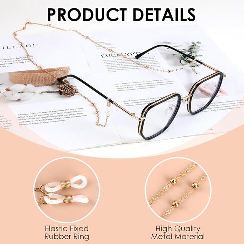 Jawfait Gold Eyeglass Chain for Women Stylish, Glasses Around Neck Chain for Girl,Strap Holder Sunglasses Mask Necklace Lanyard in Saudi Arabia