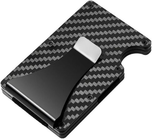 Eglazsan Minimalist Slim Wallet للرجال - محافظ حامل بطاقات من ألياف الكربون RFID - حامل بطاقة العمل وحامل بطاقة الائتمان ومشبك نقود من الألومنيوم in Kuwait