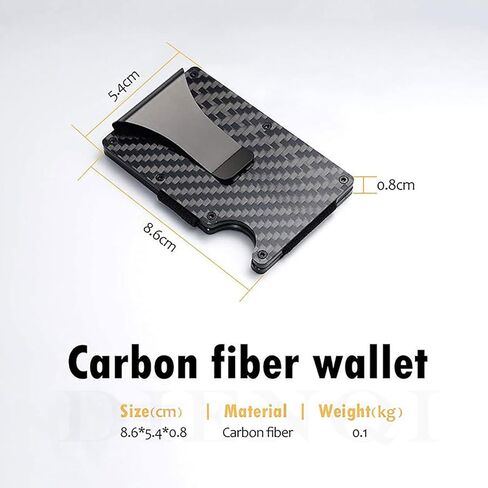 Eglazsan Minimalist Slim Wallet للرجال - محافظ حامل بطاقات من ألياف الكربون RFID - حامل بطاقة العمل وحامل بطاقة الائتمان ومشبك نقود من الألومنيوم in Kuwait