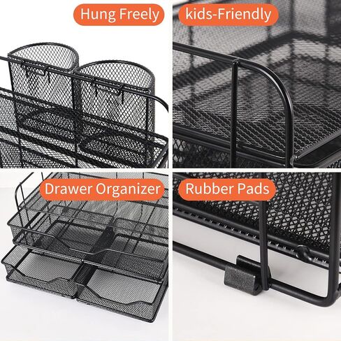 gianotter 3 Tier Desk Drawer Organizer, Office Desk Organizers and Accessories with 2 Pen Holder, Desk Accessories & Workspace Organizers for Home Office Supplies (Black) in Saudi Arabia