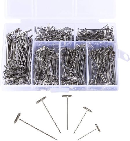 Gydandir 450 Pieces Nickel Plated Steel T-Pins Assorted Size 1 Inch, 1-1/4 Inch, 1-1/2 Inch, 1-3/4 Inch, 2 Inch in Kuwait