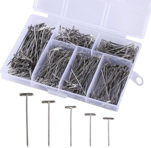 Gydandir 450 Pieces Nickel Plated Steel T-Pins Assorted Size 1 Inch, 1-1/4 Inch, 1-1/2 Inch, 1-3/4 Inch, 2 Inch in Kuwait