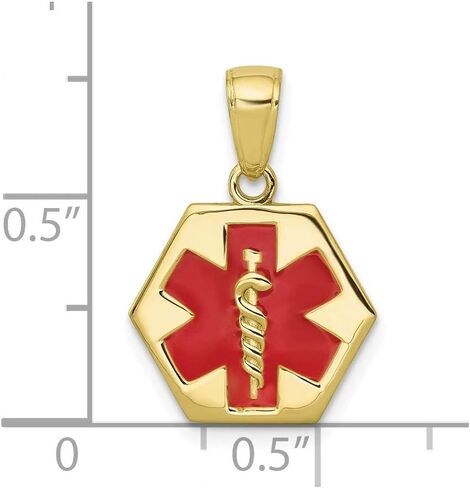 Solid 10k Yellow Gold Enameled RN Registered Nurse Caduceus Symbol Medical Disk Emergency Alert Pendant Charm in Saudi Arabia