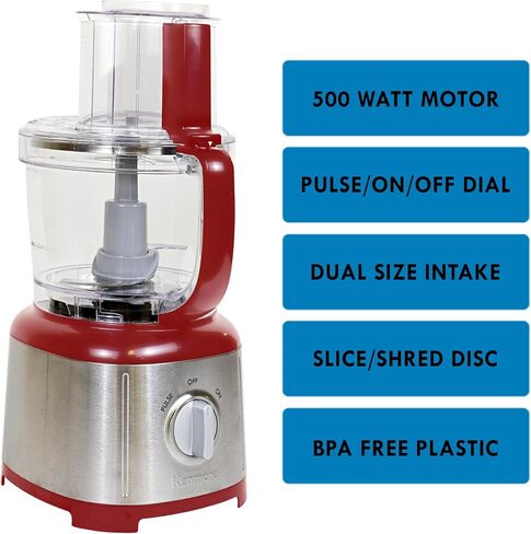 Kenmore Food Processor and Puree Blender Food Chopper Electric with Functions of Reversible Vegetable Slicing/Shredding Disc Chop Slice Shred Mince Grate 11-Cup Stainless Steel 500W Black and Silver in Saudi Arabia