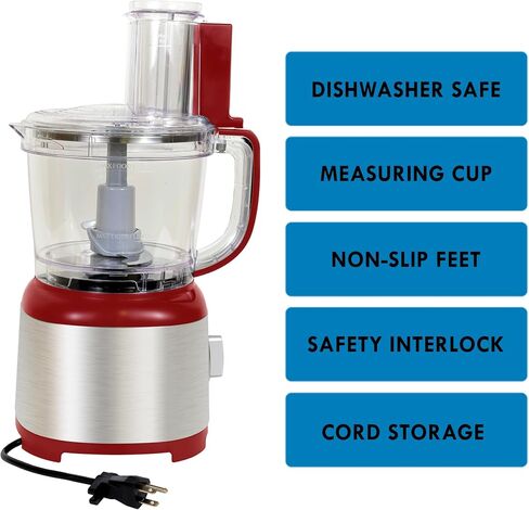 Kenmore Food Processor and Puree Blender Food Chopper Electric with Functions of Reversible Vegetable Slicing/Shredding Disc Chop Slice Shred Mince Grate 11-Cup Stainless Steel 500W Black and Silver in Saudi Arabia