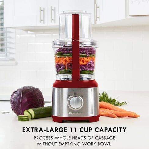 Kenmore Food Processor and Puree Blender Food Chopper Electric with Functions of Reversible Vegetable Slicing/Shredding Disc Chop Slice Shred Mince Grate 11-Cup Stainless Steel 500W Black and Silver in Saudi Arabia