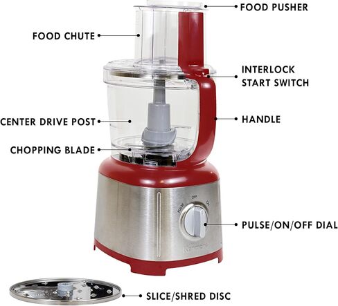Kenmore Food Processor and Puree Blender Food Chopper Electric with Functions of Reversible Vegetable Slicing/Shredding Disc Chop Slice Shred Mince Grate 11-Cup Stainless Steel 500W Black and Silver in Saudi Arabia