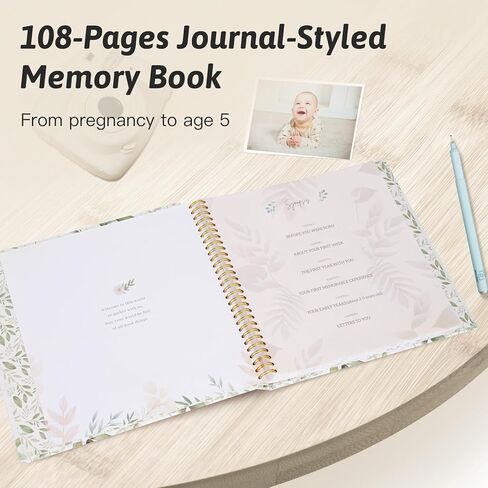 KIFEKKUL تذكار كتاب ذاكرة الطفل، أول 5 سنوات سجل القصاصات الطفل لصبي أو فتاة، كتاب معلم لتسجيل كل حدث من الولادة إلى سن 5، هدية مجلة الطفل على الفور لتوقع أمي in Kuwait