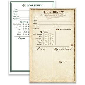 Book Review Sticky Self-Adhesive Notepad | 5"x 8" | Classic and Vintage Notepad | Bookish Gift | Book Lover Notepad | Reader stationery |Set of 2 Pads | Each with 50 pages in Kuwait