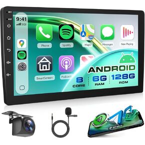 2G 32G Android Car Stereo Double Din مع Apple Carplay اللاسلكي، Rimoody 9 بوصة تعمل باللمس راديو السيارة 2 Din مع ملاحة GPS بلوتوث FM HiFi WiFi USB Android Auto + كاميرا احتياطية AHD in Kuwait