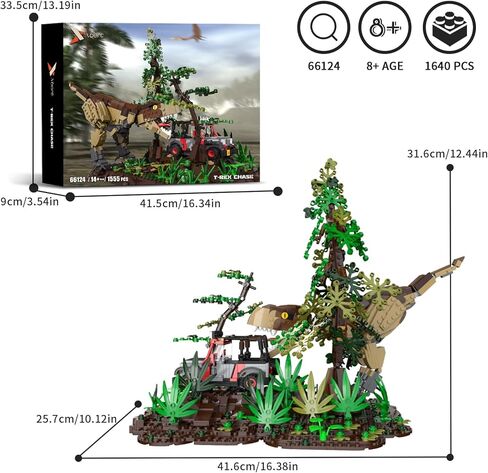 Dinosaur Park World Building Toys, Jurassic Dinosaurs Building Blocks Set T Rex Chase Scene, STEM Educational Birthday Gifts for Adult and Kids Boys Age 8-12 (1555 PCS) in Saudi Arabia