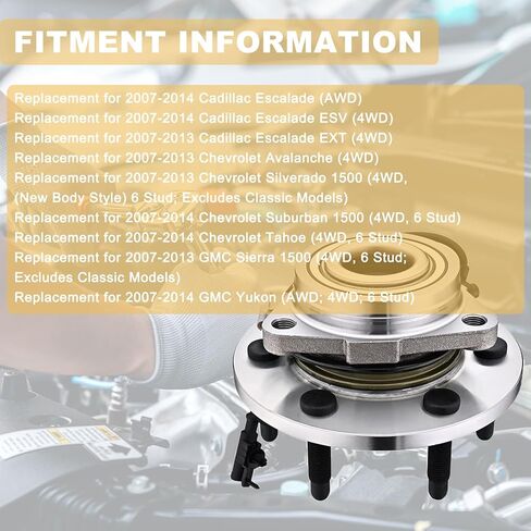 515096 6LUG Pair 2 Front Wheel Hub & Bearing Assembly for 4WD 2007-2014 Chevy GMC Silverado Sierra 1500, Avalanche Yukon XL Suburban 1500 Tahoe Cadillac Escalade ESV EXT in Saudi Arabia