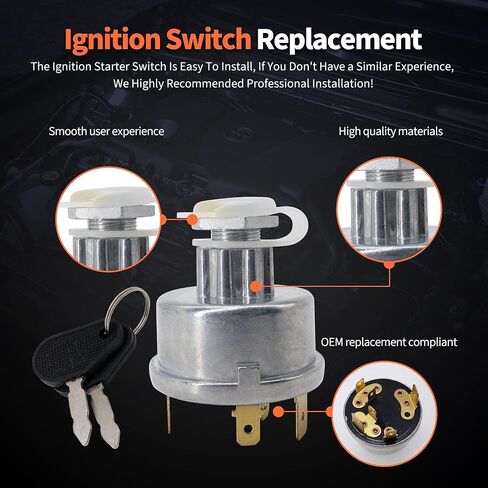 HiSport Ignition Switch W/2 Keys Compatible with Massey Ferguson Tractor 230 231 240 250 253 261 263 JCB 35670 Lucas David Brown 1190 1194 1210 Case 238 248 Starter Part with Cap Replace 3107556R92 in Saudi Arabia