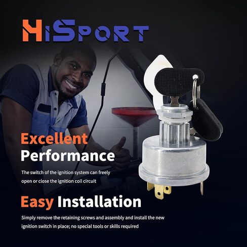 HiSport Ignition Switch W/2 Keys Compatible with Massey Ferguson Tractor 230 231 240 250 253 261 263 JCB 35670 Lucas David Brown 1190 1194 1210 Case 238 248 Starter Part with Cap Replace 3107556R92 in Saudi Arabia