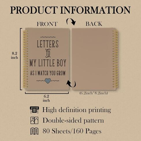 laveliabel Letters to My Little Boy Spiral Notebook, Pregnancy Journal Journaling Notebooks, Baby Shower Gifts, AS I Watch You Grow College Ruled Spiral Notebook for Kids Boy Son, 5.5x8.3 Inches in Saudi Arabia