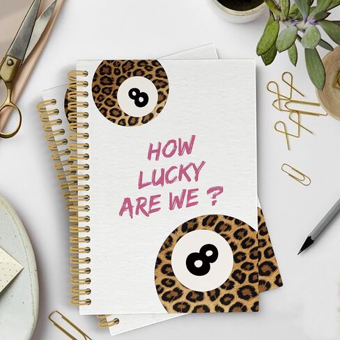 YLZlhb Leopard Print Y2k Lucky 8 Ball Spiral Notebook Journal, Trendy Aesthetic Cheetah Notebook Planner for Work School Office, Leopard Print Spiral Journal 5.5x8.3 Inches in Saudi Arabia