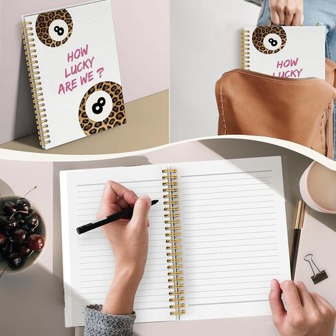 YLZlhb Leopard Print Y2k Lucky 8 Ball Spiral Notebook Journal, Trendy Aesthetic Cheetah Notebook Planner for Work School Office, Leopard Print Spiral Journal 5.5x8.3 Inches in Saudi Arabia