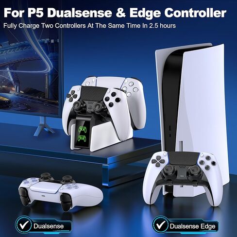 PS5 Stand, PS Charging Station with Dual Controller Charger, RGB Stand with Games Strorage for PS Vita Console, PS Accessories for PS Vita Gmaes in Saudi Arabia