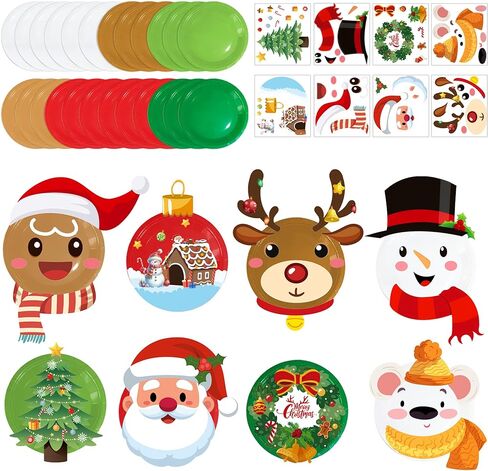 51 Pcs Merry Christmas Party Decorations Art and Craft Set, 24 Guests Christmas Craft Kit Diy Plate Santa Claus Snowman Elk Diy Tableware for Winter Wonderland Festival Party Supplies in Saudi Arabia