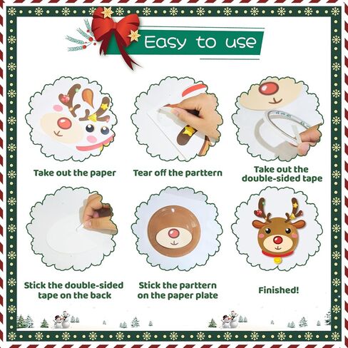 51 Pcs Merry Christmas Party Decorations Art and Craft Set, 24 Guests Christmas Craft Kit Diy Plate Santa Claus Snowman Elk Diy Tableware for Winter Wonderland Festival Party Supplies in Saudi Arabia