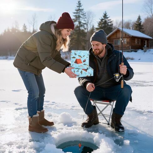 Pineraap Fishing Wrapping Paper Roll - 17 Inch x 16.4 Feet - Winter Ice Fishing Gift Wrap for Boys Men Birthday Holiday Father's Day New Year Gift Packing DIY Crafts in Kuwait