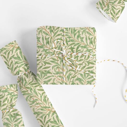FYSUIMU William Morris Wrapping Paper - Mini Roll - 17 In x 32.8 Ft Greenery Leaves Gift Wrap Paper Botanical DIY Art Crafts Paper for Wedding Birthday Holiday Party Supplies in Saudi Arabia