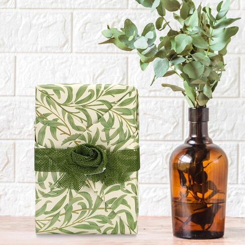 FYSUIMU William Morris Wrapping Paper - Mini Roll - 17 In x 32.8 Ft Greenery Leaves Gift Wrap Paper Botanical DIY Art Crafts Paper for Wedding Birthday Holiday Party Supplies in Saudi Arabia