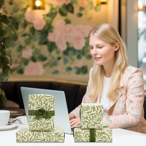 FYSUIMU William Morris Wrapping Paper - Mini Roll - 17 In x 32.8 Ft Greenery Leaves Gift Wrap Paper Botanical DIY Art Crafts Paper for Wedding Birthday Holiday Party Supplies in Saudi Arabia