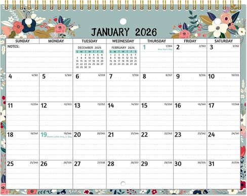 2026 Calendar - 2026 Wall Calendar, 11 x 8.5 In, Jan 2026 - Dec 2026, Small Monthly Calendar 2026, 3-Hole Punched Binder Calendar with Memo Pages, Ruled Blocks, Thick Paper, Holidays, To-dos ＆ Notes in Saudi Arabia
