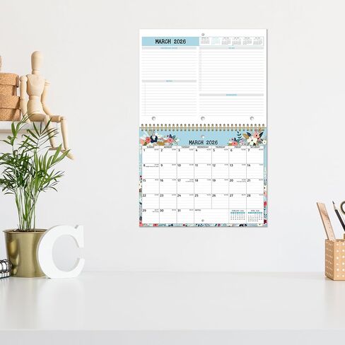 2026 Calendar - 2026 Wall Calendar, 11 x 8.5 In, Jan 2026 - Dec 2026, Small Monthly Calendar 2026, 3-Hole Punched Binder Calendar with Memo Pages, Ruled Blocks, Thick Paper, Holidays, To-dos ＆ Notes in Saudi Arabia