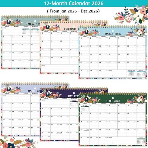 2026 Calendar - 2026 Wall Calendar, 11 x 8.5 In, Jan 2026 - Dec 2026, Small Monthly Calendar 2026, 3-Hole Punched Binder Calendar with Memo Pages, Ruled Blocks, Thick Paper, Holidays, To-dos ＆ Notes in Saudi Arabia