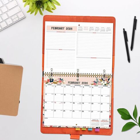 2026 Calendar - 2026 Wall Calendar, 11 x 8.5 In, Jan 2026 - Dec 2026, Small Monthly Calendar 2026, 3-Hole Punched Binder Calendar with Memo Pages, Ruled Blocks, Thick Paper, Holidays, To-dos ＆ Notes in Saudi Arabia