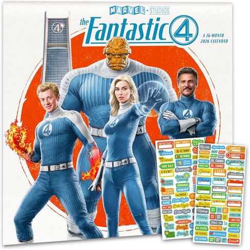 Marvel Fantastic Four Calendar 2026 - Deluxe 2026 Fantastic Four Movie Wall Calendar Bundle with Over 100 Reminder Stickers (MCU Gifts, Office Supplies) in Saudi Arabia