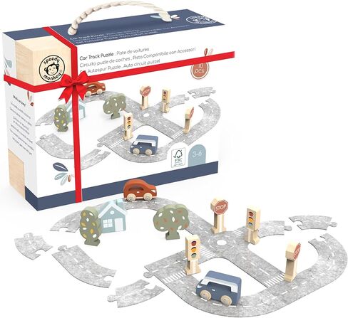 مجموعة سيارات لعبة خشبية من سبيدي مونكي - 6 مركبات صغيرة ملونة في علبة خشبية للأطفال - مجموعة سيارات لعب تظاهرية معتمدة من مجلس رعاية الغابات (FSC) للأولاد والبنات، تتضمن ألعاب عجلات الأطفال الصغار فرقة إطفاء وسيارة إسعاف in Kuwait