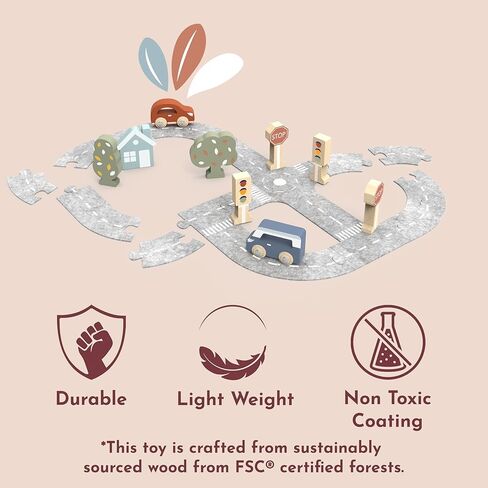 مجموعة سيارات لعبة خشبية من سبيدي مونكي - 6 مركبات صغيرة ملونة في علبة خشبية للأطفال - مجموعة سيارات لعب تظاهرية معتمدة من مجلس رعاية الغابات (FSC) للأولاد والبنات، تتضمن ألعاب عجلات الأطفال الصغار فرقة إطفاء وسيارة إسعاف in Kuwait