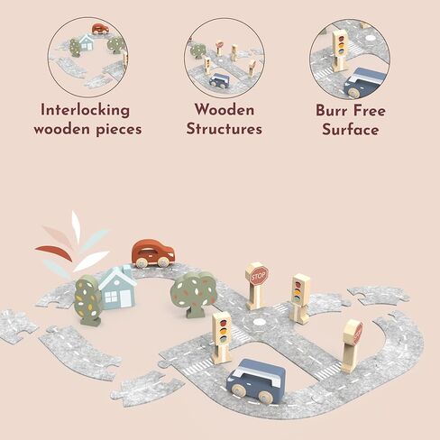 مجموعة سيارات لعبة خشبية من سبيدي مونكي - 6 مركبات صغيرة ملونة في علبة خشبية للأطفال - مجموعة سيارات لعب تظاهرية معتمدة من مجلس رعاية الغابات (FSC) للأولاد والبنات، تتضمن ألعاب عجلات الأطفال الصغار فرقة إطفاء وسيارة إسعاف in Kuwait