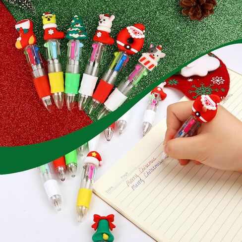 12 Packs Christmas Pens - 4-in-1 Multicolor Christmas pens bulk, Xmas Stuffers, Cute Pen for Parties Office School Supplies in Saudi Arabia