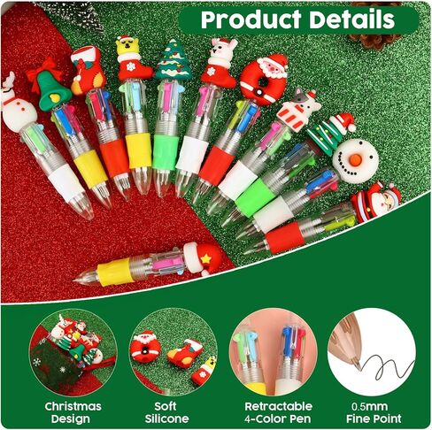 12 Packs Christmas Pens - 4-in-1 Multicolor Christmas pens bulk, Xmas Stuffers, Cute Pen for Parties Office School Supplies in Saudi Arabia