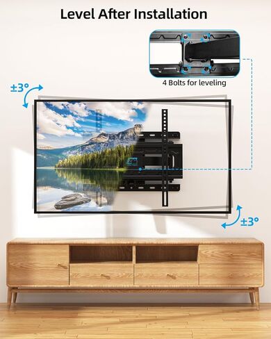 HOME VISION TV Wall Mount for 32-65 Inch TV with Soundbar Bracket, Full Motion TV Mount with Articulating Dual Arms, Swivel and Tilt, TV Bracket Fits 8" 12" 16" Stud, Max VESA 400X400mm, Up to 132lbs in Saudi Arabia