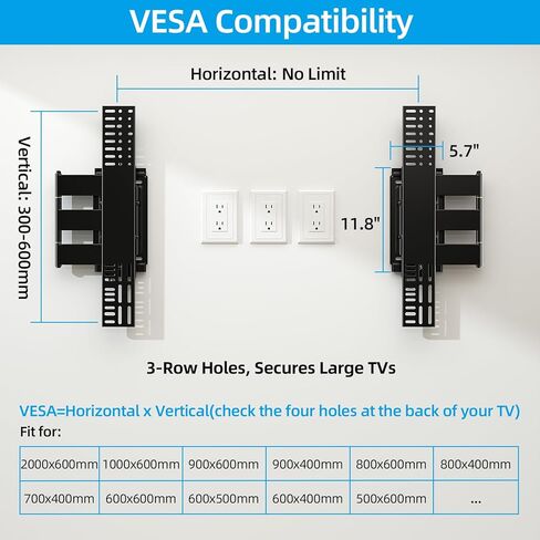 حامل تلفزيون على الحائط من HOME VISION للتلفزيون مقاس 32-65 بوصة مع حامل مكبر صوت، حامل تلفزيون كامل الحركة مع أذرع مزدوجة مفصلية، دوار وإمالة، حامل تلفزيون يناسب مسمار 8 بوصة و12 بوصة و16 بوصة، بحد أقصى 400 × 400 مم، يصل إلى 132 رطلًا in Kuwait