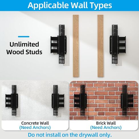 حامل تلفزيون على الحائط من HOME VISION للتلفزيون مقاس 32-65 بوصة مع حامل مكبر صوت، حامل تلفزيون كامل الحركة مع أذرع مزدوجة مفصلية، دوار وإمالة، حامل تلفزيون يناسب مسمار 8 بوصة و12 بوصة و16 بوصة، بحد أقصى 400 × 400 مم، يصل إلى 132 رطلًا in Kuwait