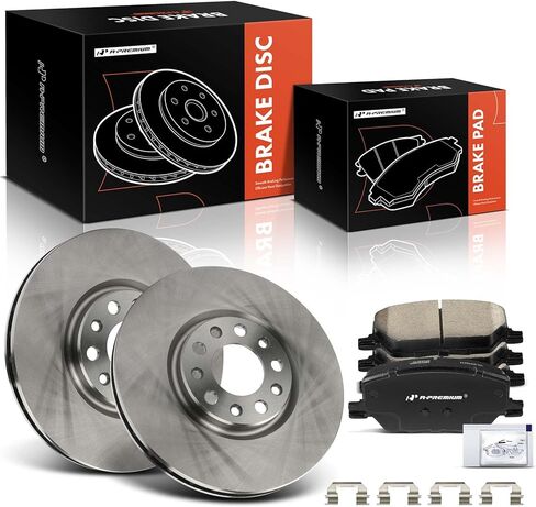 A-Premium 12.00 inch (305mm) Front Vented Disc Brake Rotors + Ceramic Pads Kit Compatible with Select Jeep and Fiat Models - Compass 2017-2022, Renegade 2015-2022, 500X 2016-2020, 6-PC Set in Saudi Arabia
