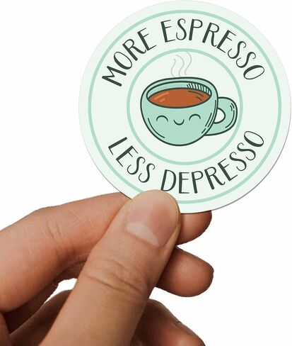 ملصق قهوة مضحك من More Espresso Less Depresso للقارورة المائية - ملصقات لطيفة مقتبسة عن الصحة العقلية لأجهزة الكمبيوتر المحمول - هدايا لمحبي القهوة in Saudi Arabia