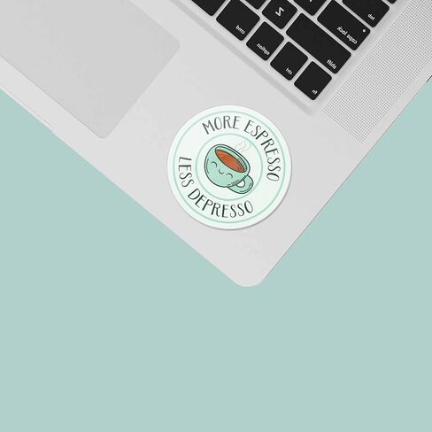 ملصق قهوة مضحك من More Espresso Less Depresso للقارورة المائية - ملصقات لطيفة مقتبسة عن الصحة العقلية لأجهزة الكمبيوتر المحمول - هدايا لمحبي القهوة in Saudi Arabia