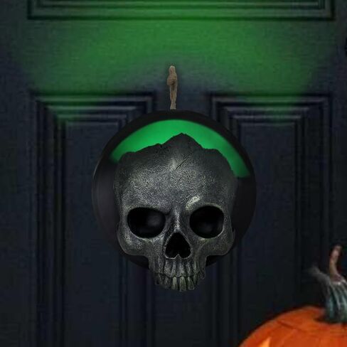 MUMTOP Skull Heads Halloween Decor, Realistic Human Skeleton Skull Head Bone Resin Sculptures with LED Light for Halloween Outdoor Indoor Party Home Decorations in Kuwait